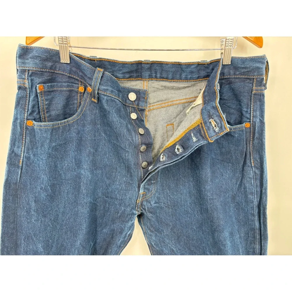 Levis 501 Mens 38x31 Y2K Style Clean Indigo Blue Denim Skater-Loose Fit